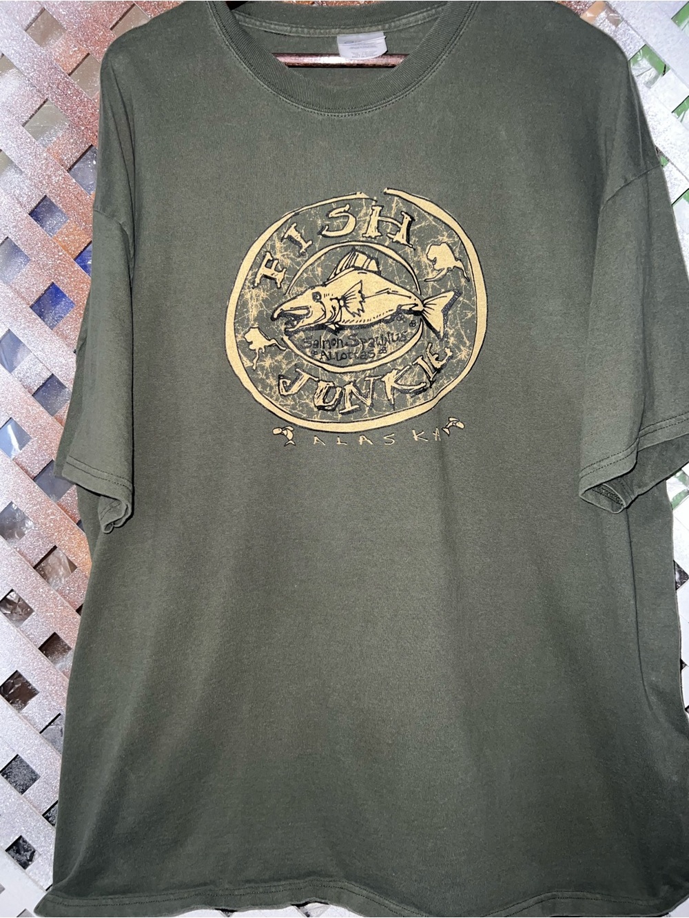 Fish Junkie Alaska Graphic Tee - Olive Green size 2xl